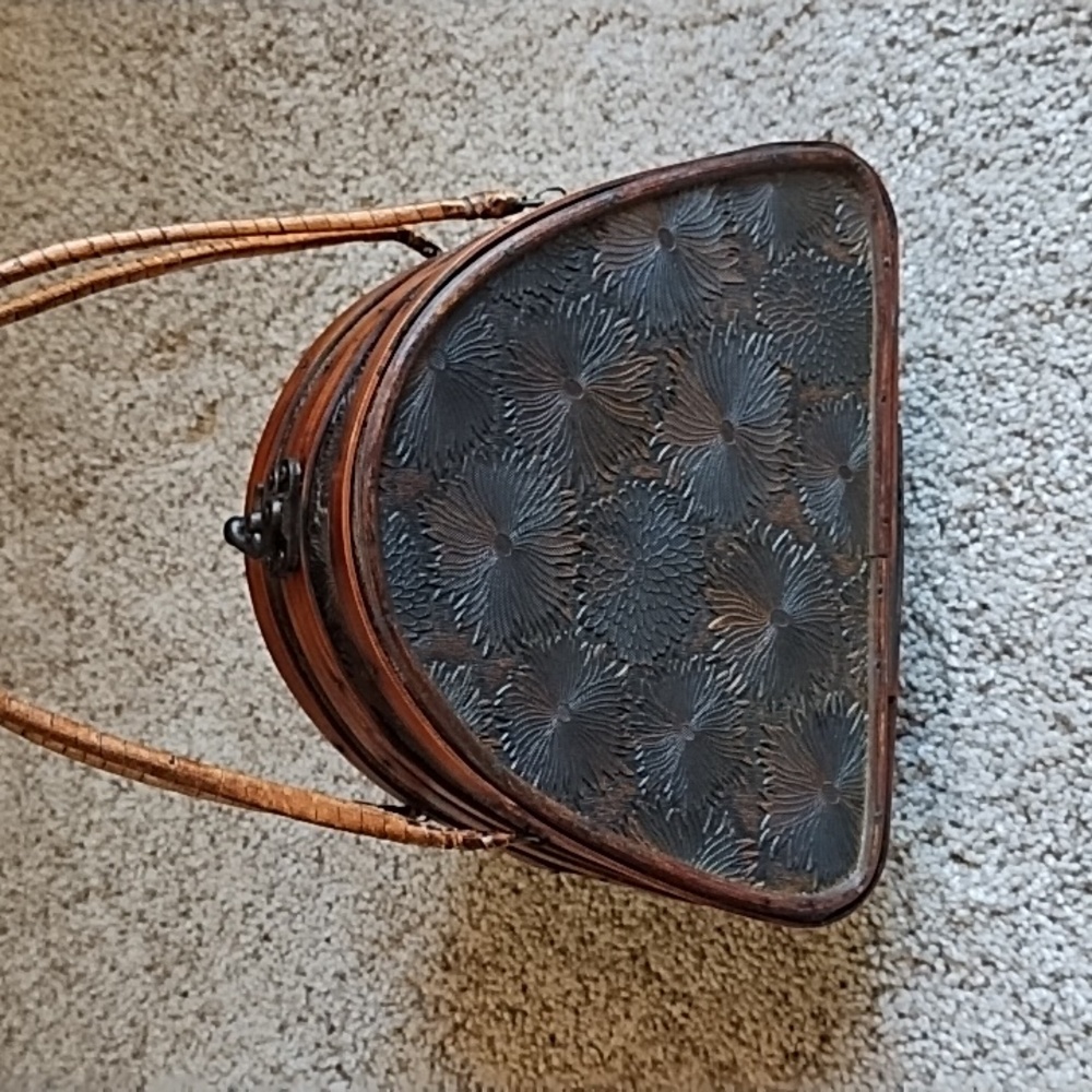 Vintage 80s Wood Bamboo handbag purse